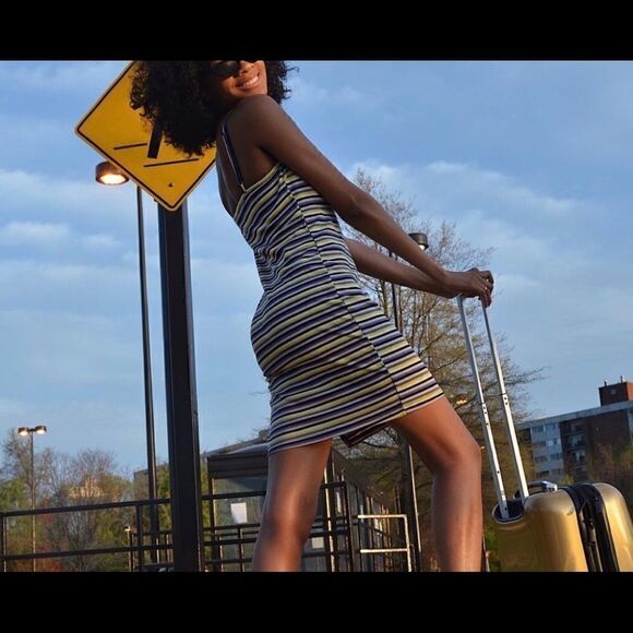 L.A Heart Ribbed Striped Summer Dress - Picture 1 of 4